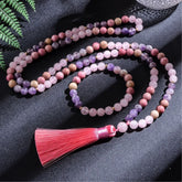 Collier Mala en Rhodolite + Bracelet Offert